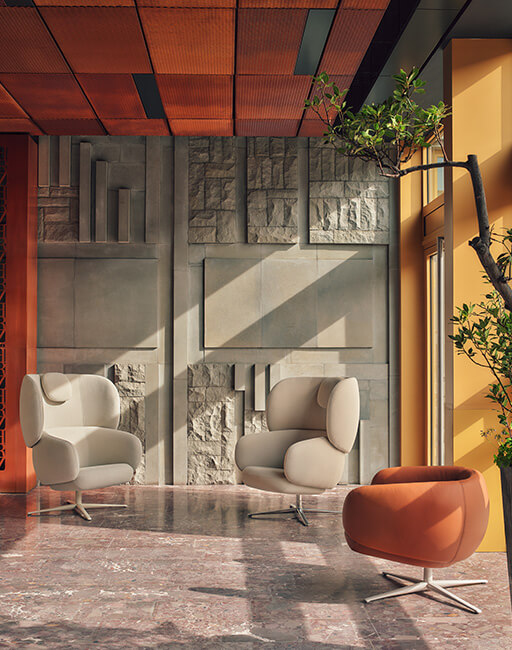 Armchair with headrest swivel base Grand Grace