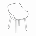  silla con base de madera Baltic Basic BL1P14