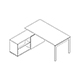 desk managerial cabinet Ogi U BOUL20C tabletop 25 mm