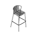 high stool, set of 2 Bris BRS06 high stool with armrest; set of 2
