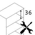 half-bookcase Standard for assembly, shelf spacing 36 cm, top 25mm 