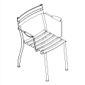 Stuhl, Set von 2 Stück Flaner FLR02 Outdoor-Stuhl mit Armlehne; Set von 2 Stück