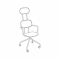 krzesło z zagłówkiem ze sklejki podstawa czworonożna New School N2N03K podstawa czteroramienna z kółkami