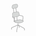  krzesło z zagłówkiem tapicerowane podstawa obrotowa New School N2N07F