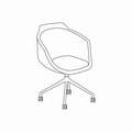 Stuhl mit poliertem Aluminiumgestell Ultra UFBPP19K Sitz ohne Kissen, 4-Sternfuß mit Rollen