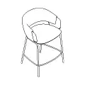  COLLAR - low stool - upholstered seat; base - 4-legged, powder coated steel, polypropylene feet