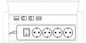 mediabox M04H Schuko (4x230V, 2xRJ45, 1xUSB, 1xHDMI) x 1, aluminium