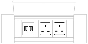 Mediabox M06H UK (2x230V, 1xUSB A, 1xUSB C, 1xHDMI) x 1