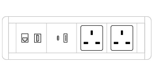 Mediabox M11 UK (2x230V + caricatore USB A/caricatore USB C + HDMI/RJ45) x 2 p.zi