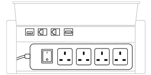 mediaport M14H UK (4x230V, 2xRJ45, 1xUSB, 1xHDMI) x 1, plastic