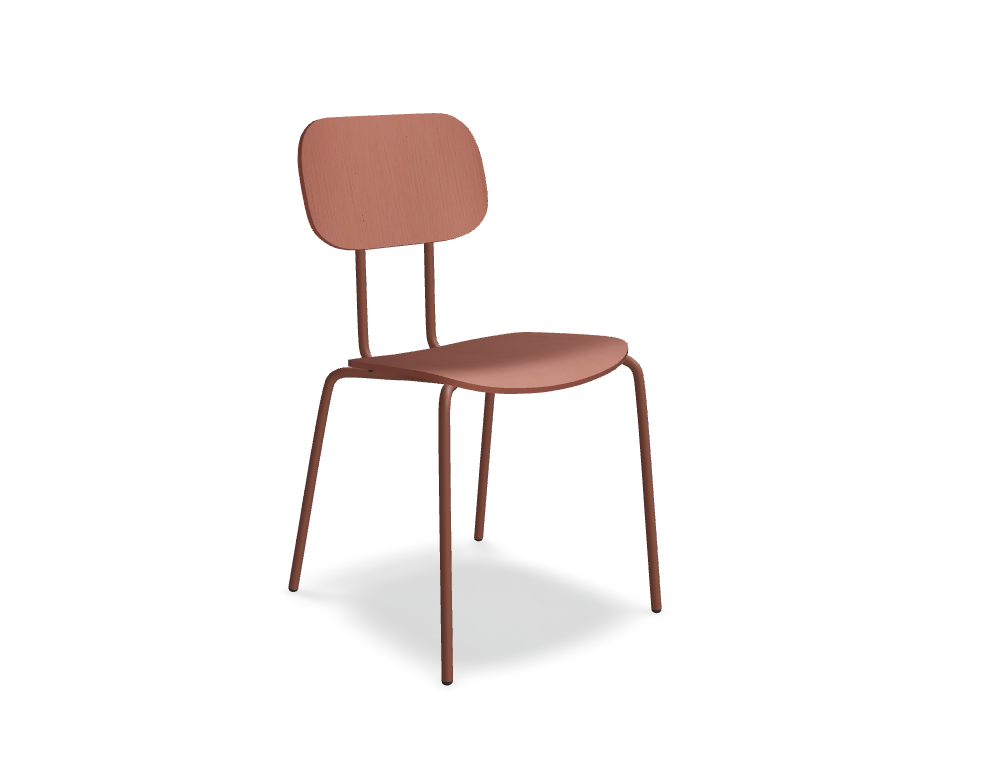 silla en contrachapado con base de cuatro patas -  NEW SCHOOL - asiento, respaldo - contrachapado; base - 4 patas, acero lacado en polvo; patas polipropileno