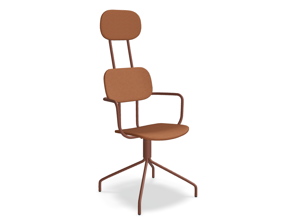 krzesło z zagłówkiem tapicerowane podstawa obrotowa -  NEW SCHOOL - siedzisko, oparcie, zagłówek - tkanina, podstawa - 4-ro ramienna, metal malowany proszkowo, stopki tworzywowe, siedzisk o obrotowe - 360°
