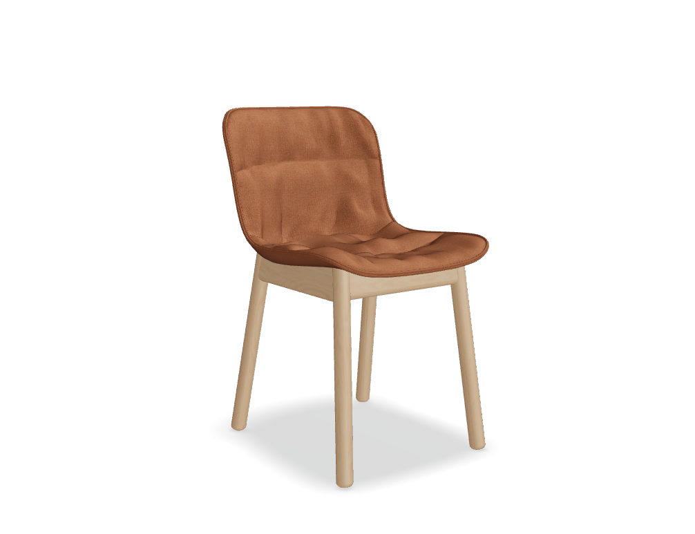 silla con base de madera -  BALTIC 2 SOFT DUO - silla: asiento tapizado + asiento acolchado; base de 4 patas de madera