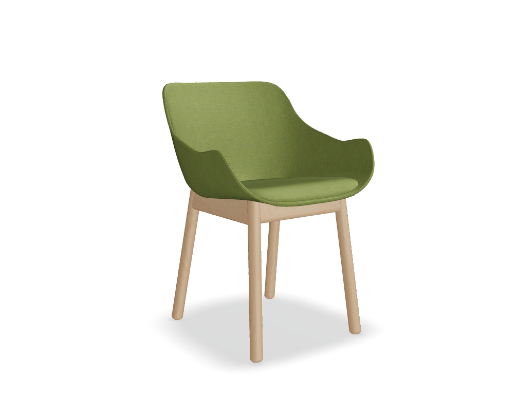 chair with wooden base -  BALTIC CLASSIC - upholstered seat with cushion - base - wooden 4-legged