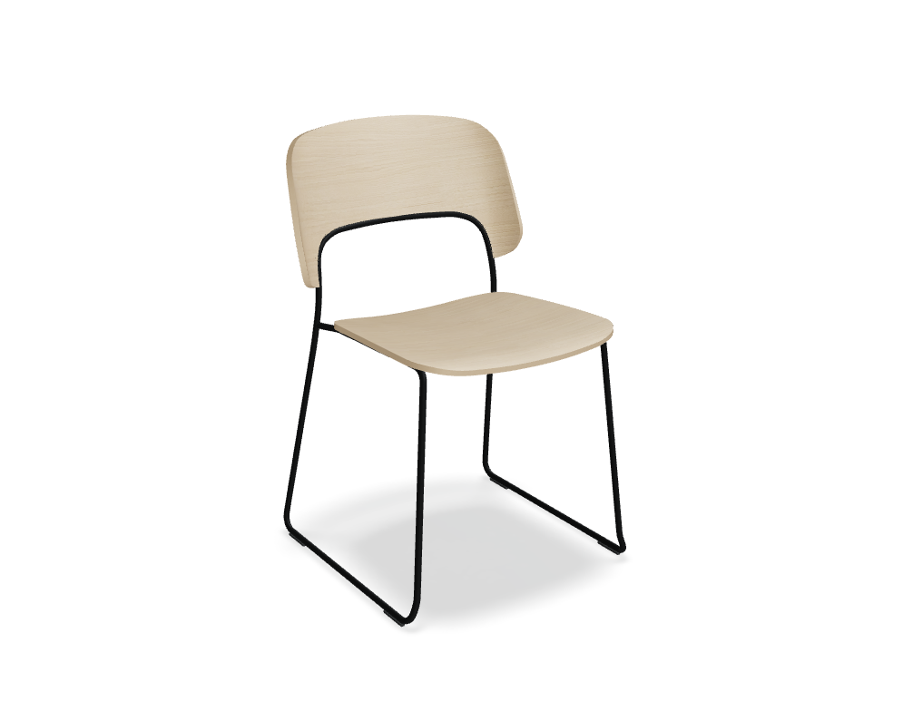 krzesło -  AFI - siedzisko - oparcie - sklejka fornirowana, podstawa - płoza, metal malowany proszkowo, stopki tworzywowe