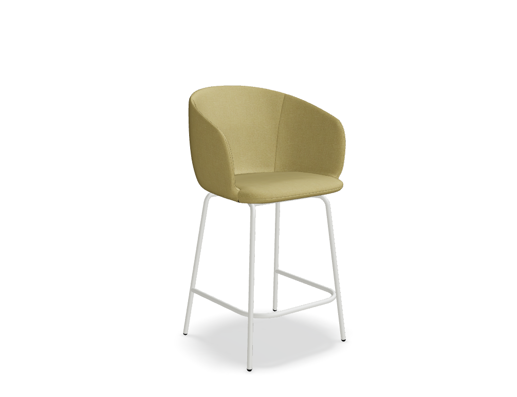 high stool -  GRACE - low stool - upholstered seat; base - 4-legged, powder coated steel, legs with glides