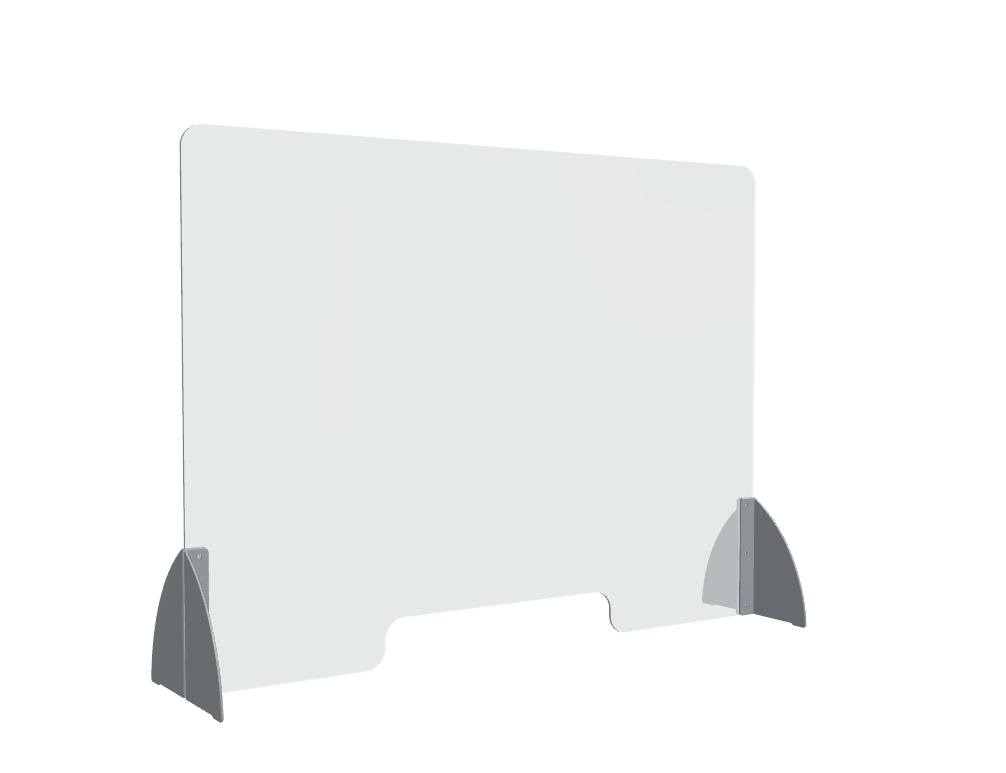 accessoires -  BANQUES DACCUEIL - écran de protection - matériau PET transparent + pieds en métal, couleur : M009 - aluminium semi-mat