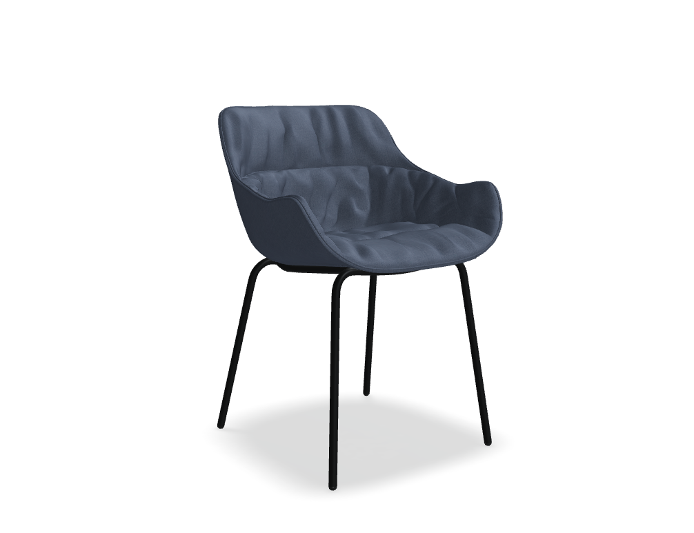 krzesło podstawa czworonożna -  BALTIC SOFT DUO - siedzisko tapicerowane, poduszka z marszczeniem - podstawa - 4 nogi, metal malowany proszkowo, stopki tworzywowe