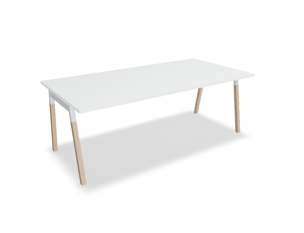mesa con patas de madera -  OGI W - mesa de reunión, estructura metálica, perfil 50x50mm, pata de madera