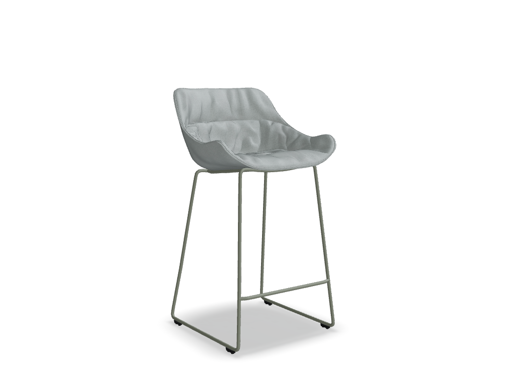 high stool -  BALTIC SOFT DUO - bas stool - upholstered seat;  base - cantilever, powder coated steel, legs with glides