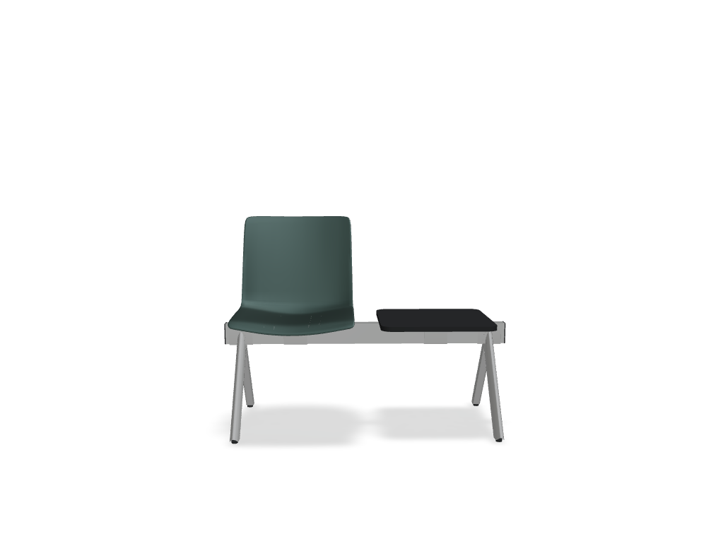 ławka -  SHILA - ławka 2-stanowiskowa: (1 x siedzisko tworzywowe + blat) - podstawa - metal malowany proszkowo, stopki tworzywowe