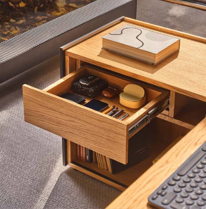 Scrivania bench in legno con cassetto estraibile e organizer per utensili