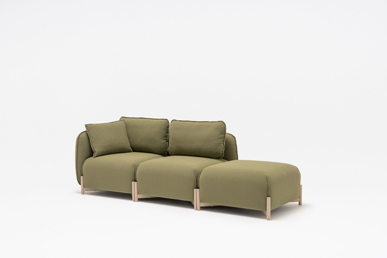 Linka modular sofa with olive green upholstery