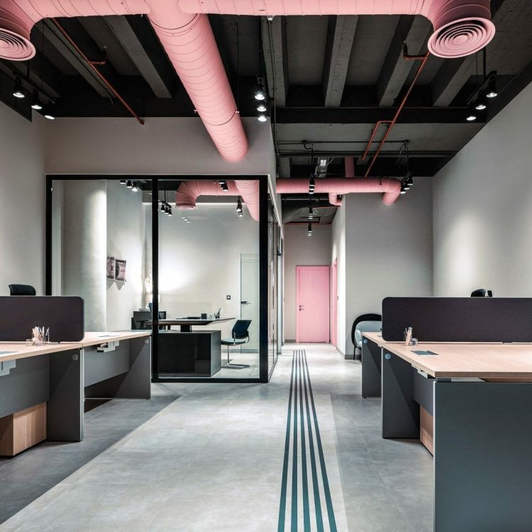 Industrial interior warmed up with colour accents