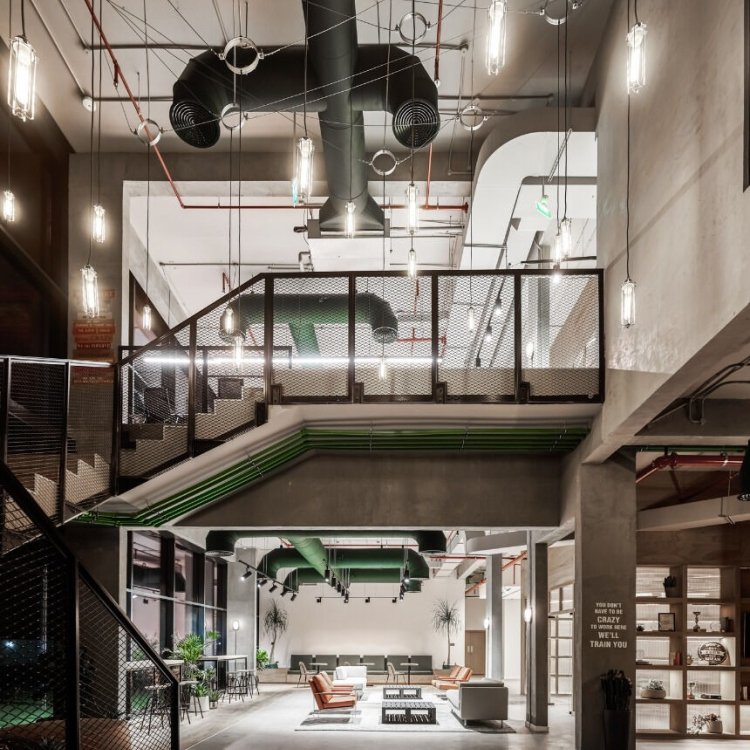 Industrial interior finished with architectural concrete