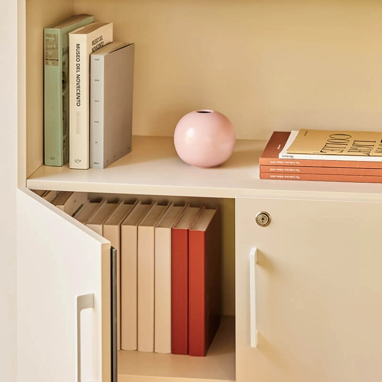 Office bookcase with shelves for books and a lockable cabinet for documents