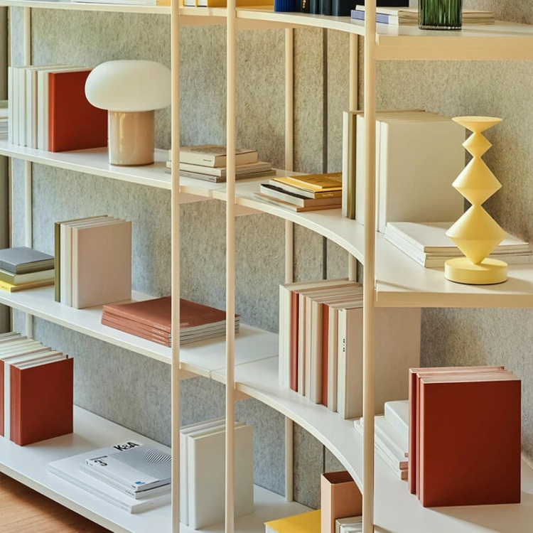 Large office bookcase with open shelves for books and decorations