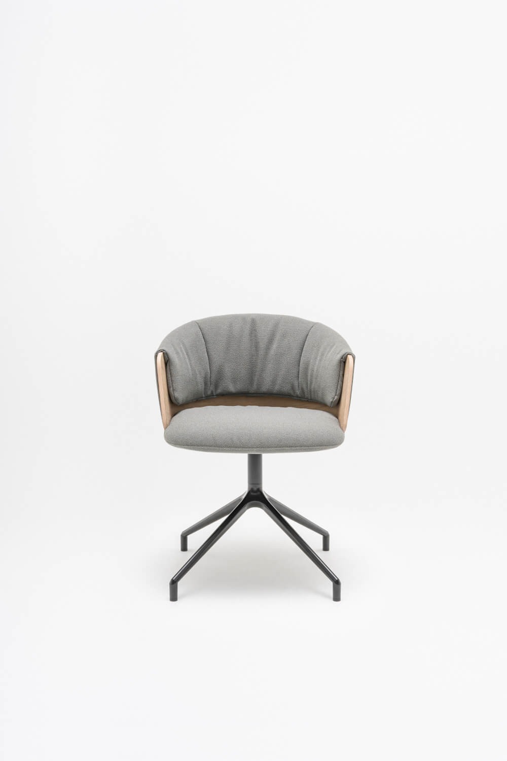 Fauteuil collier sur base métallique noire - revêtement gris et forme ergonomique du dossier