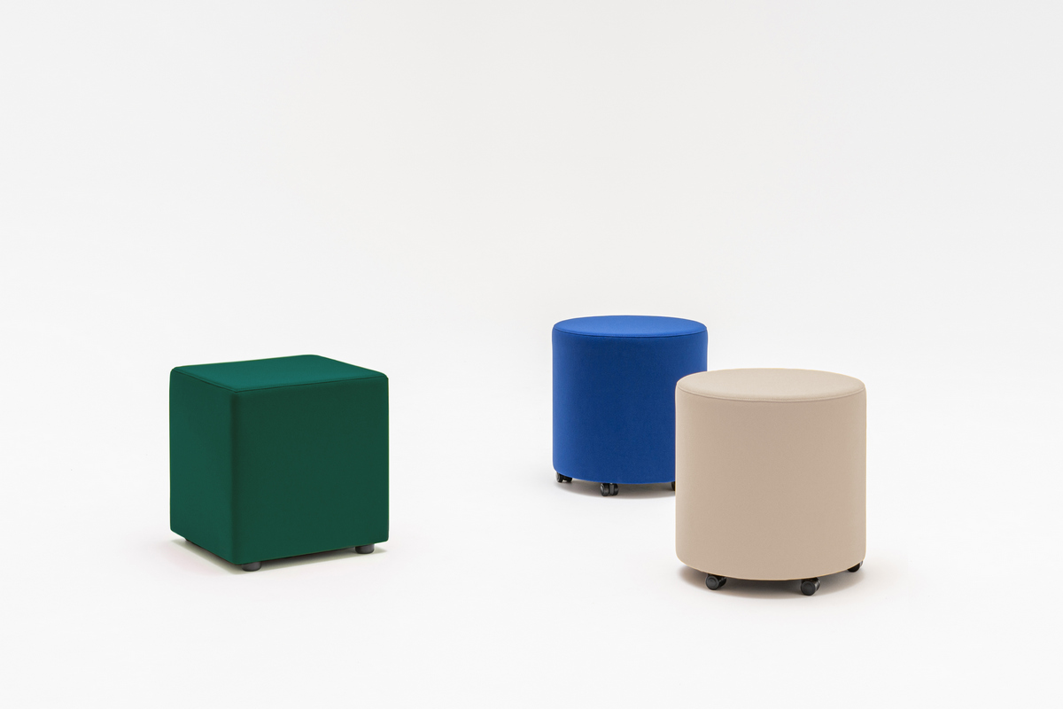 puf op wielen Mix groen, beige, blauw