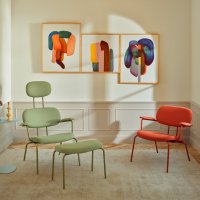 poltrona New School Lounge: Quest Q-13, RAL6013; poltrona New School Lounge: Quest Q-25, RAL0404040; tavolo da caffè Celo: RAL2307010