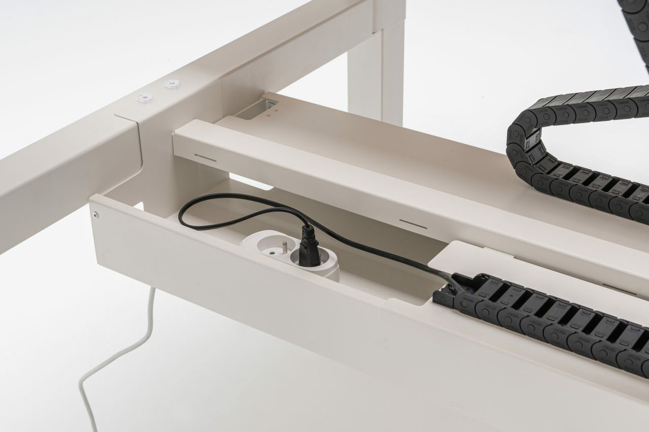 Schreibtisch mit Höhenverstellung Ogi Drive Bench: Kanadische Eiche, RAL9010