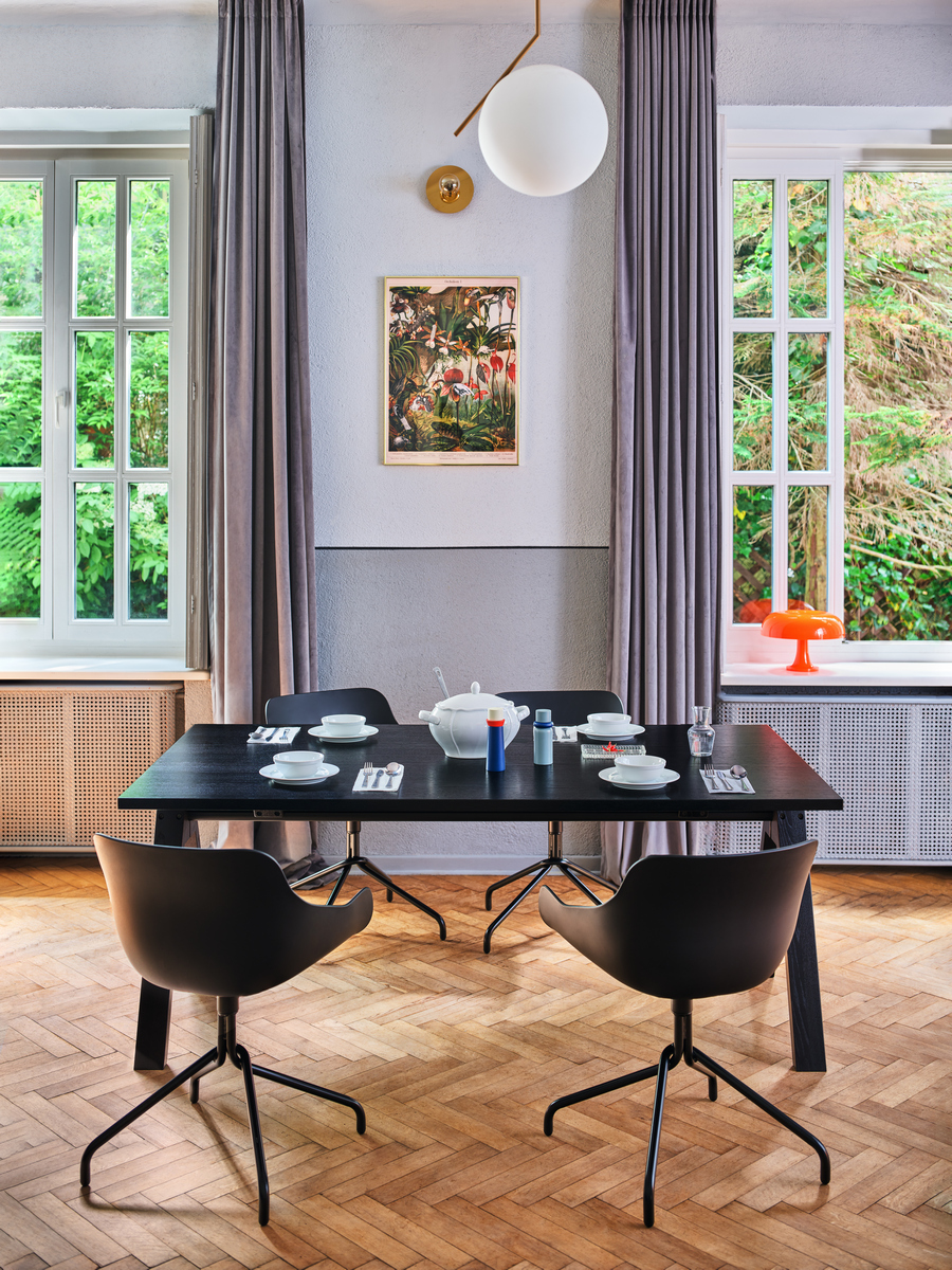 conference chair Baltic Basic: RAL9005; one-station Viga: black oak veneer