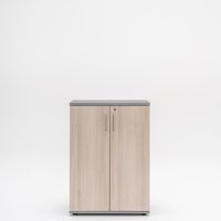 Schrank Standard: Eiche Grau, Aluminium Satinato