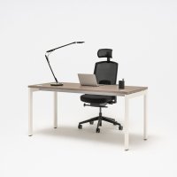 one-station desk Ogi U: grey oak, RAL9010