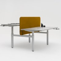 desk height adjustment Ogi Drive Bench: aluminum satinato, RAL9006; acoustic desk screens Sonic: Atlantic A-61272