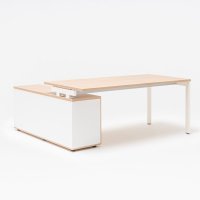 one-station desk Ogi U: canadian oak, RAL9010