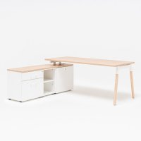 one-station desk Ogi W: canadian oak, RAL9010