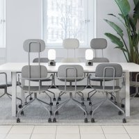 Berkenhouten stoel met vaste basis en wieltjes New School