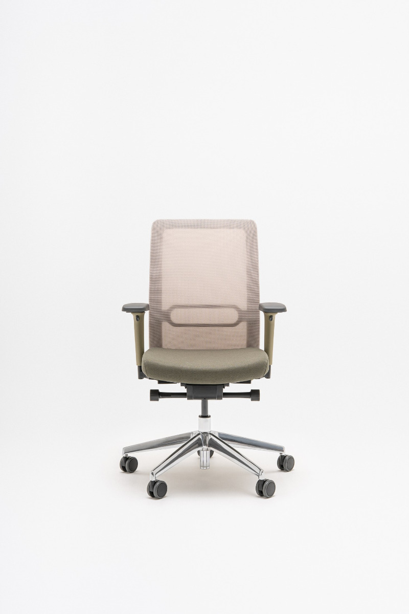 Bürostuhl Leo: Runner R-61128, Quest Q-18, RAL6013, Aluminium Poliert