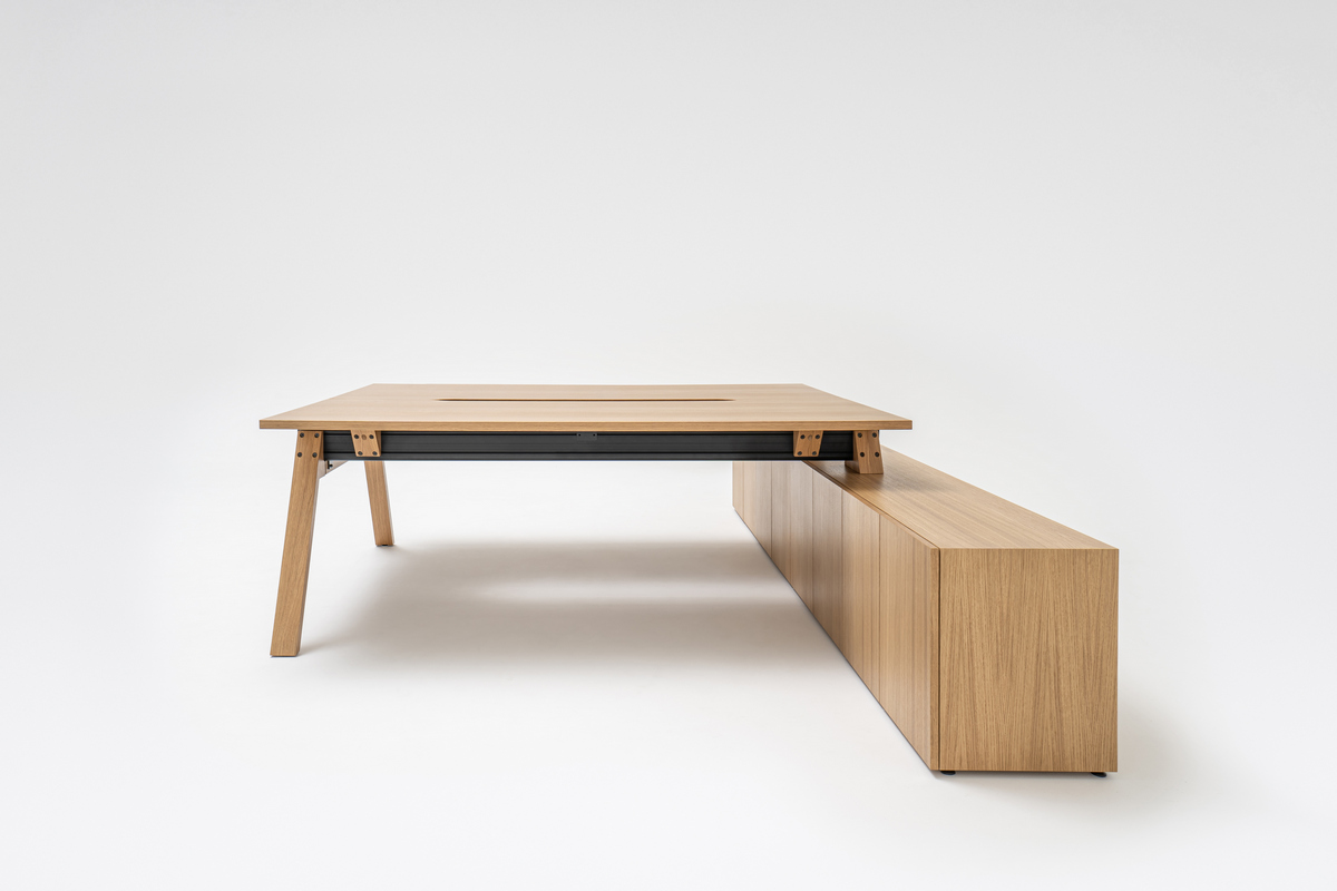 bench desk Viga: natural oak veneer