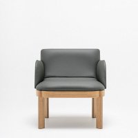 armchair Ramp: Leather L-02, natural oak veneer