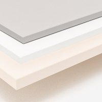 Board: aluminum satinato, white pastel, beige matt