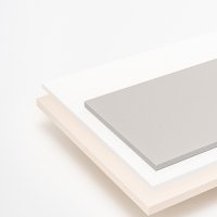Board: aluminum satinato, white pastel, beige matt