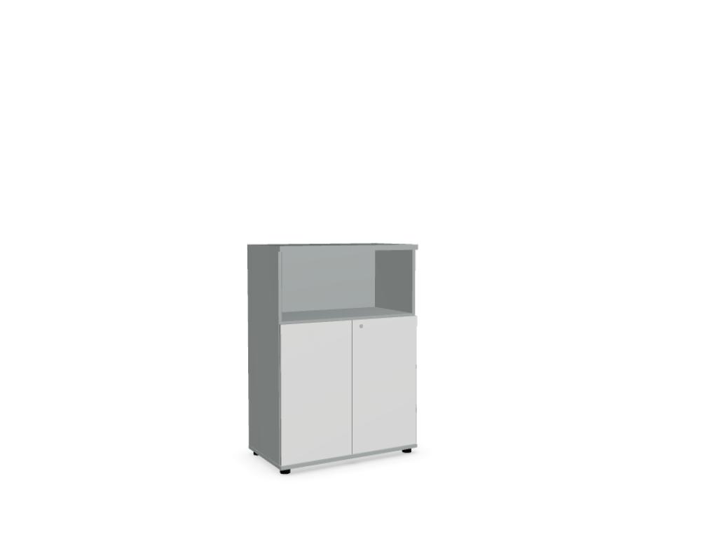 half-bookcase -  COLOR - cabinet-bookcase, 2OH down doors, front HPL, top shelf 1OH, with central lock