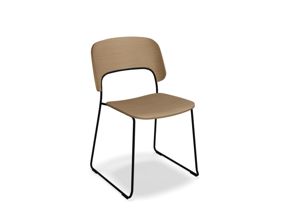 chaise -  AFI - assise - dossier - contre-plaqué; pied - cantilever, métal finition peinture poudre époxy, patins en polypropylene