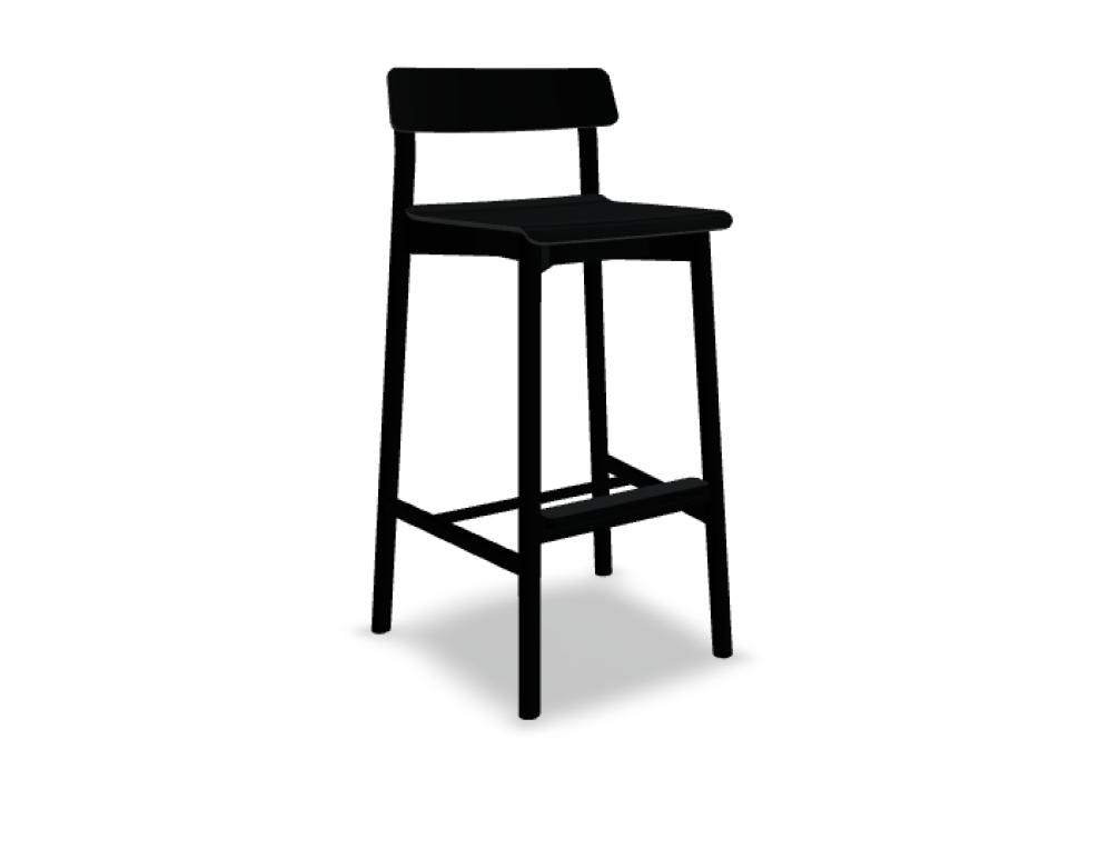 hoker drewniany -  ARCHE - hoker wysoki; siedzisko drewniane; podstawa - 4 nogi drewniane